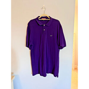 Vineyard Vines Mens Polo Size L Short Sleeve Purple Whale Preppy 100% Cotton